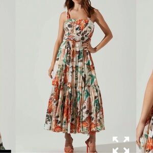 ALMINA FLORAL PLEATED MIDI DRESS